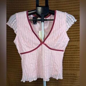 NWT Thirty/Thirty L.A. Pink Floral Lace Crop Top - Size Medium